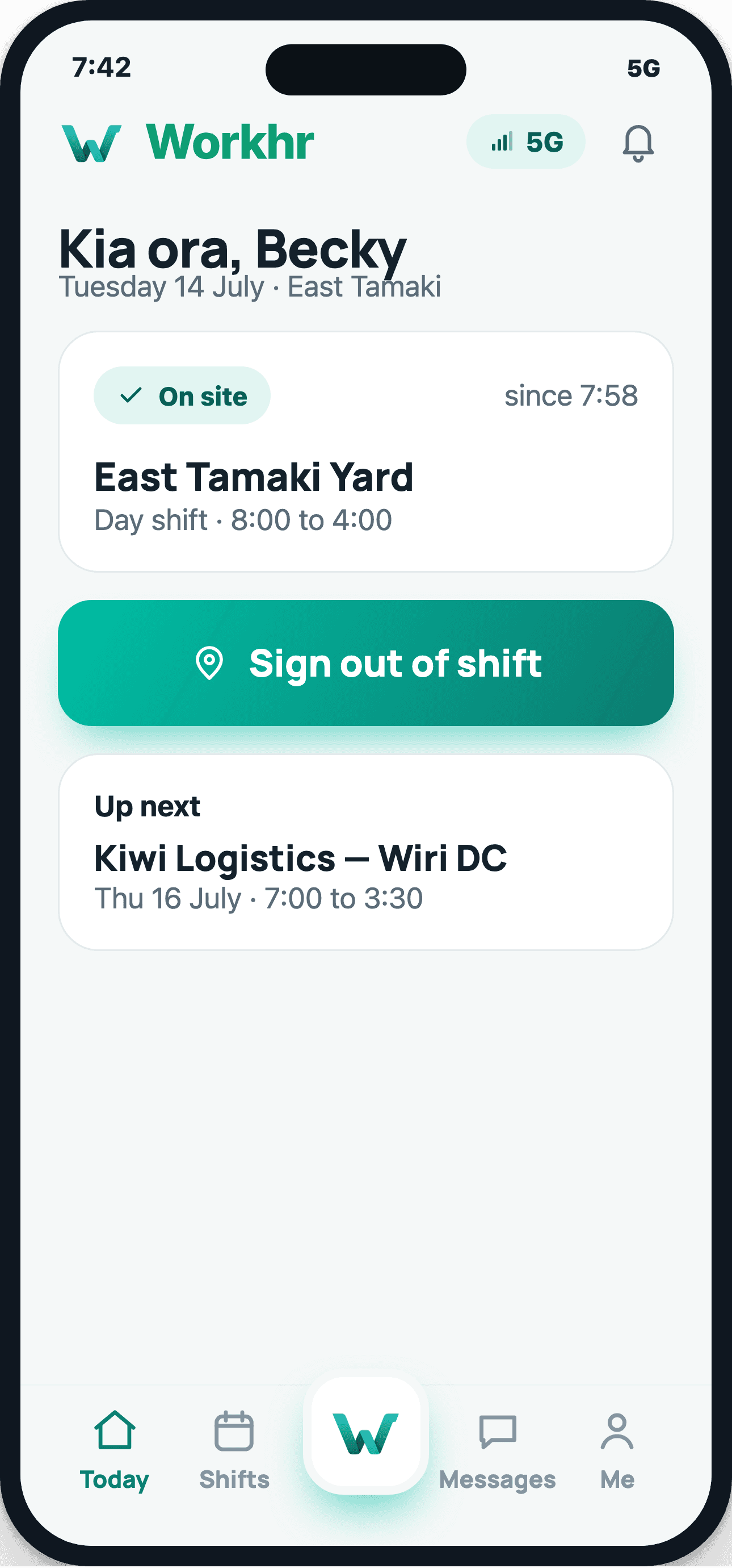 Workhr worker app on a phone